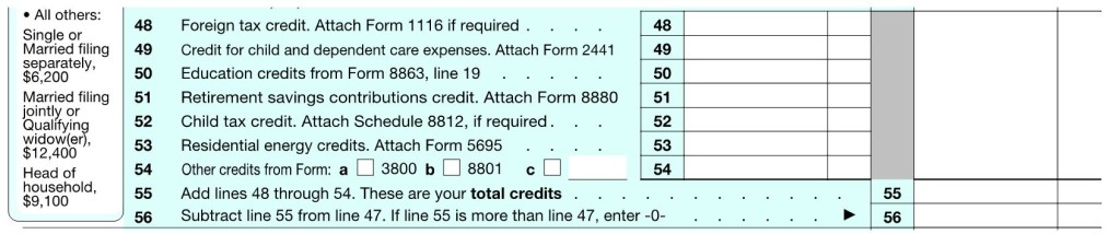 1040 Credits